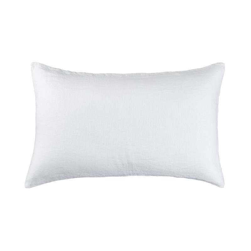 Housse de coussin rectangulaire 40 x 60 cm en lin lavé uni Blanc Optique