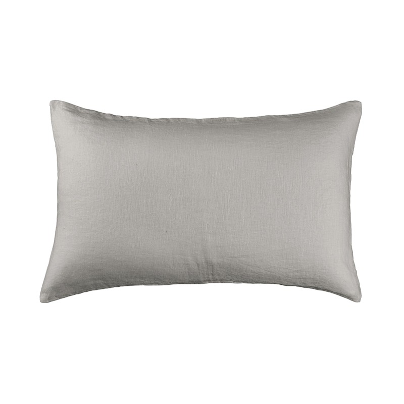 Housse de coussin rectangulaire 40 x 60 cm en lin lavé uni Argile