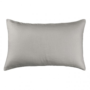 Housse de coussin rectangulaire 40 x 60 cm en lin lavé uni Argile