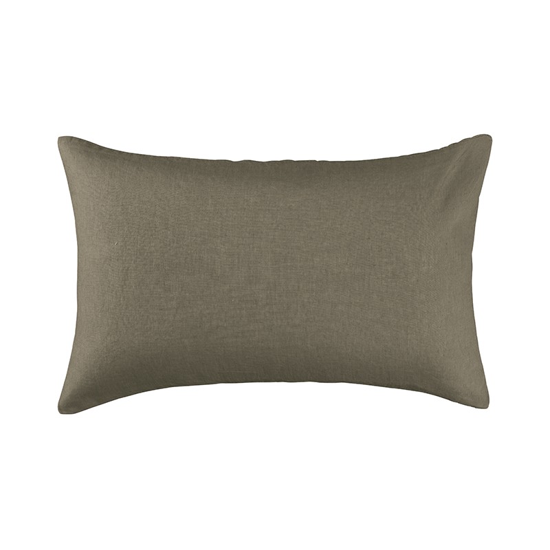 Housse de coussin rectangulaire 40 x 60 cm en lin lavé uni Vert De Terre