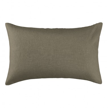 Housse de coussin rectangulaire 40 x 60 cm en lin lavé uni Vert De Terre