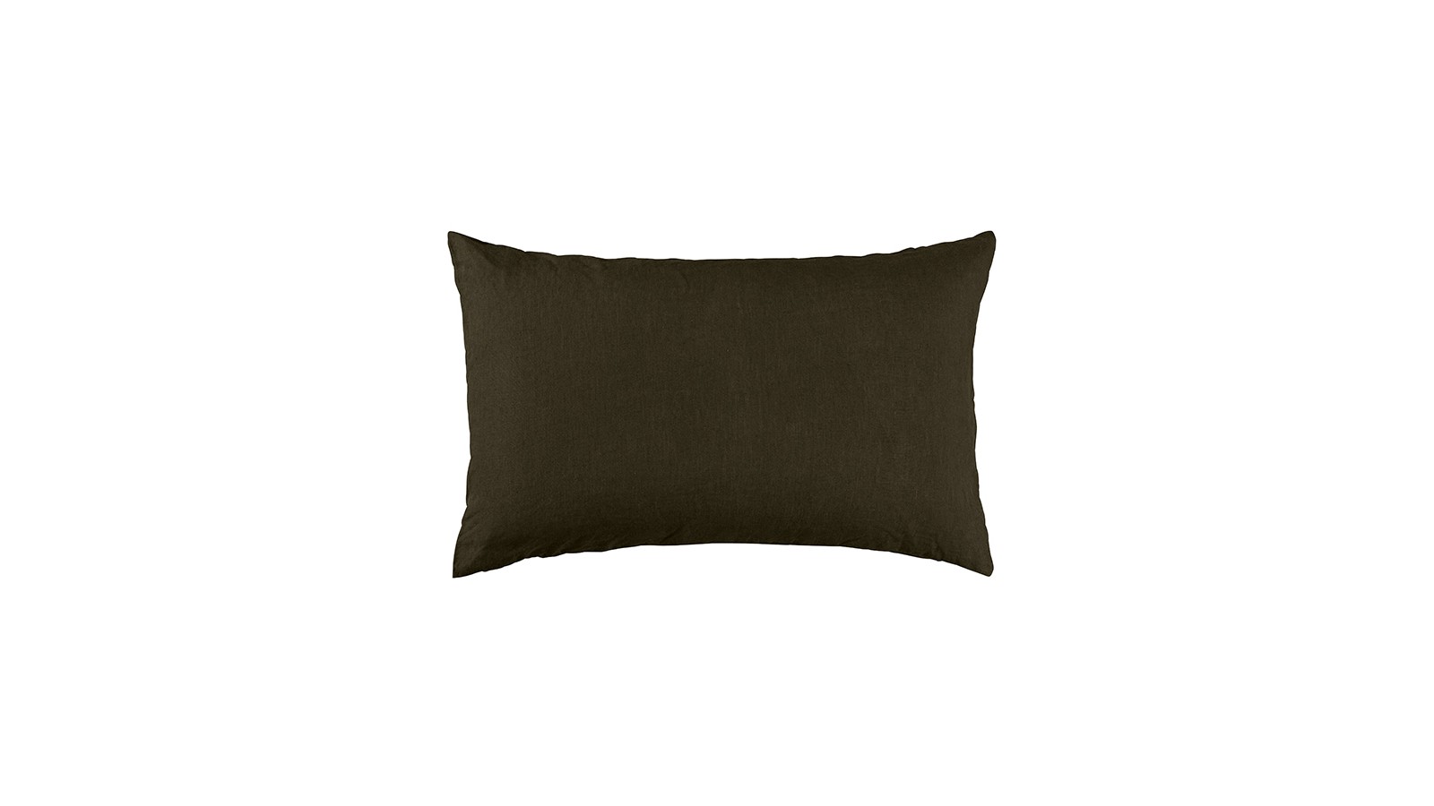 Housse de coussin rectangulaire 40 x 60 cm en lin lavé uni Vert Kaki