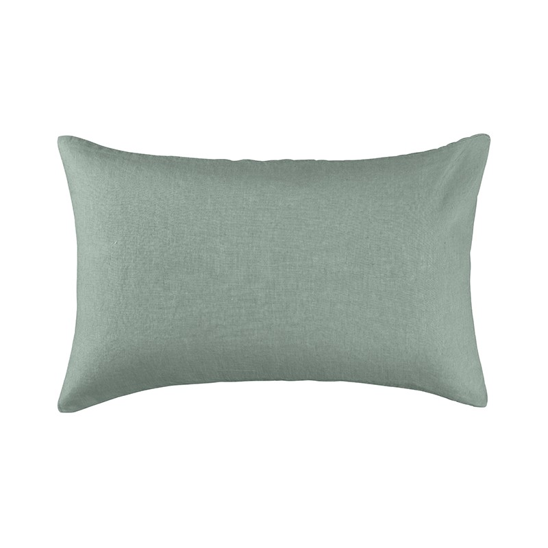 Housse de coussin rectangulaire 40 x 60 cm en lin lavé uni Vert Céladon