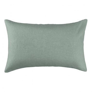 Housse de coussin rectangulaire 40 x 60 cm en lin lavé uni Vert Céladon