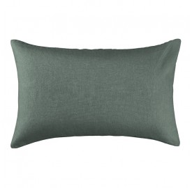 Housse de coussin rectangulaire 40 x 60 cm en lin lavé uni Vert Eucalyptus