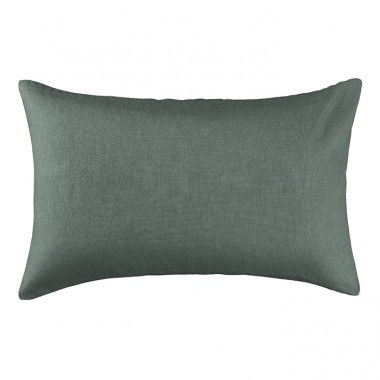 Housse de coussin rectangulaire 40 x 60 cm en lin lavé uni Vert Eucalyptus