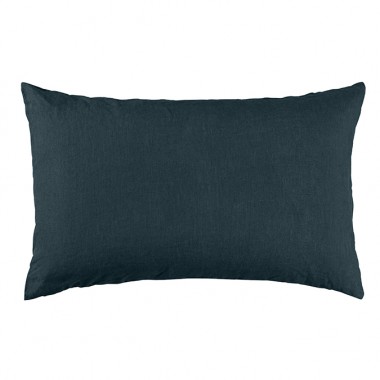 Housse de coussin rectangulaire 40 x 60 cm en lin lavé uni Bleu Coin Coin