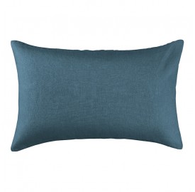 Housse de coussin rectangulaire 40 x 60 cm en lin lavé uni Bleu Pétrole