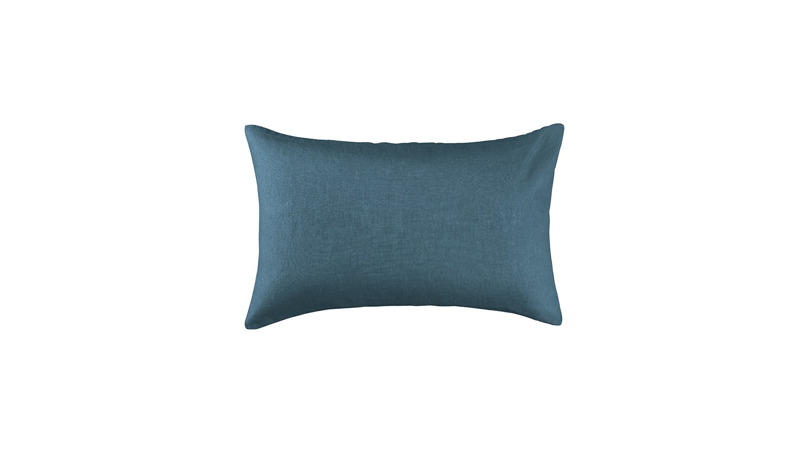 Housse de coussin rectangulaire 40 x 60 cm en lin lavé uni Bleu Pétrole