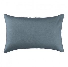 Housse de coussin rectangulaire 40 x 60 cm en lin lavé uni Bleu Orage