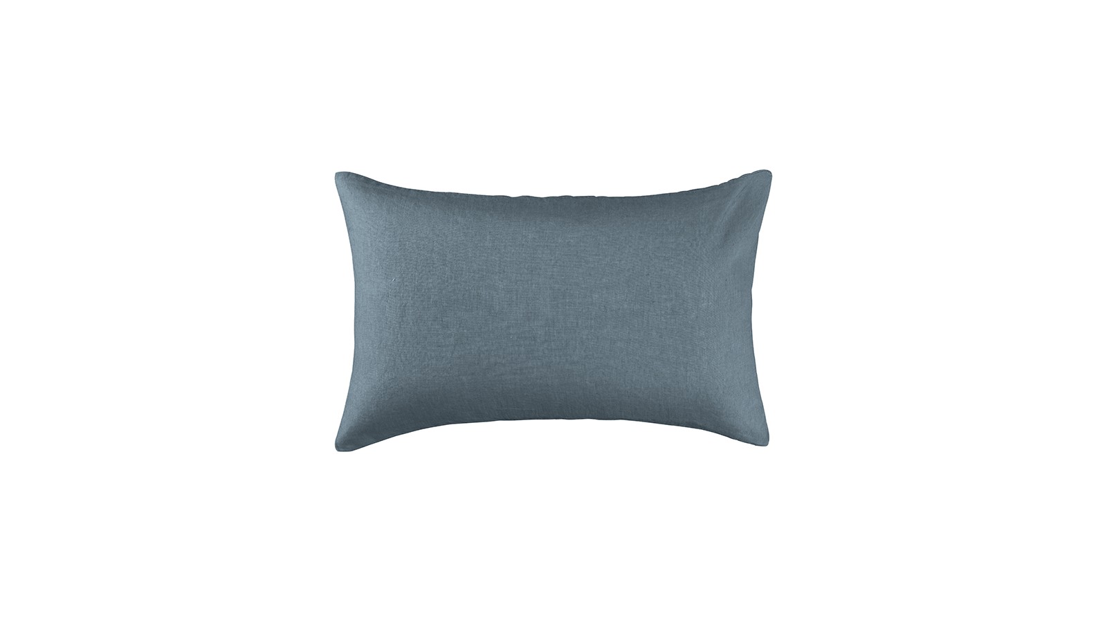 Housse de coussin rectangulaire 40 x 60 cm en lin lavé uni Bleu Orage