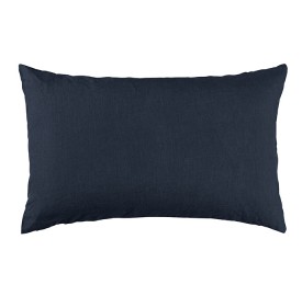 Housse de coussin rectangulaire 40 x 60 cm en lin lavé uni Bleu Encre