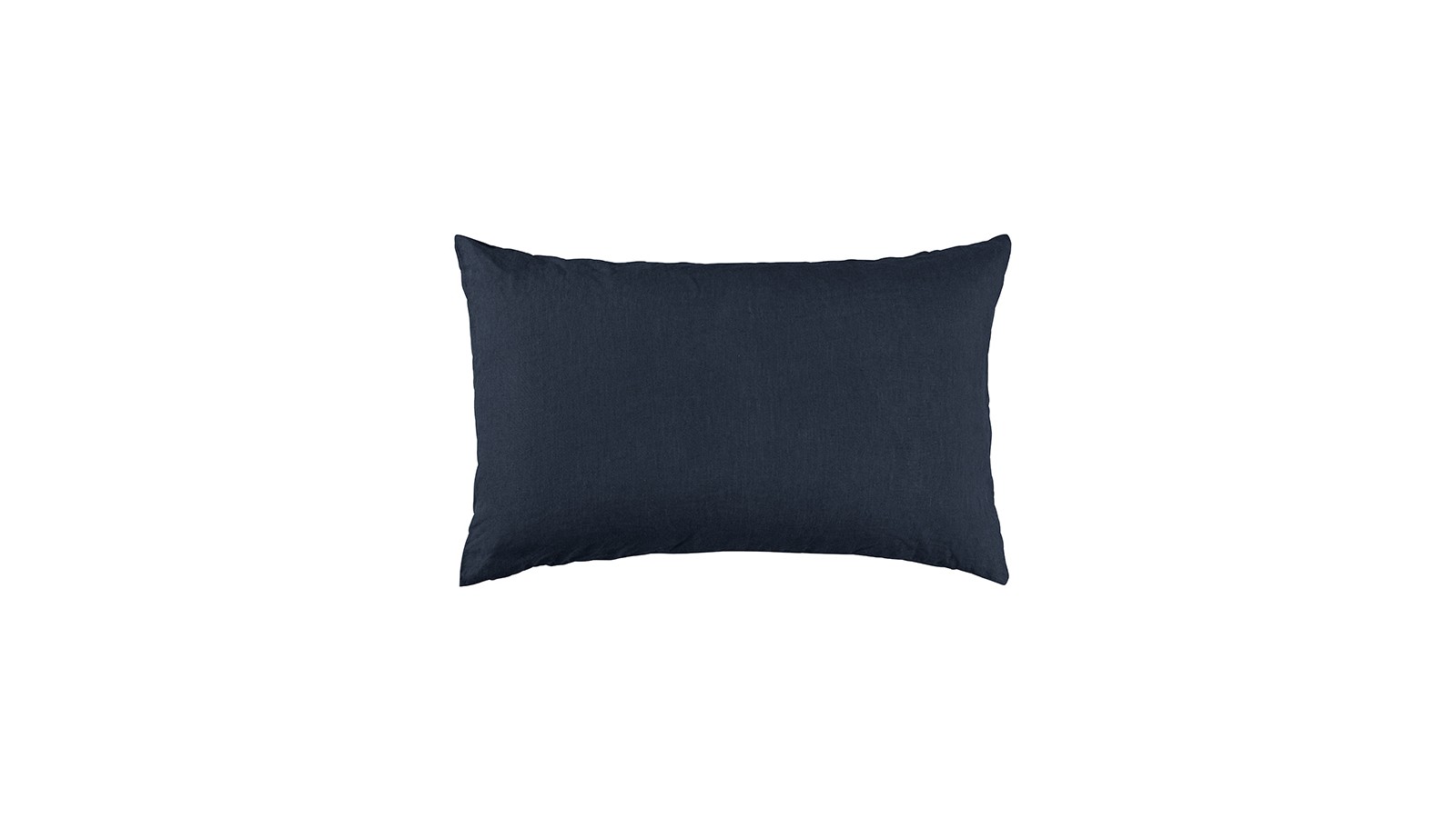 Housse de coussin rectangulaire 40 x 60 cm en lin lavé uni Bleu Encre