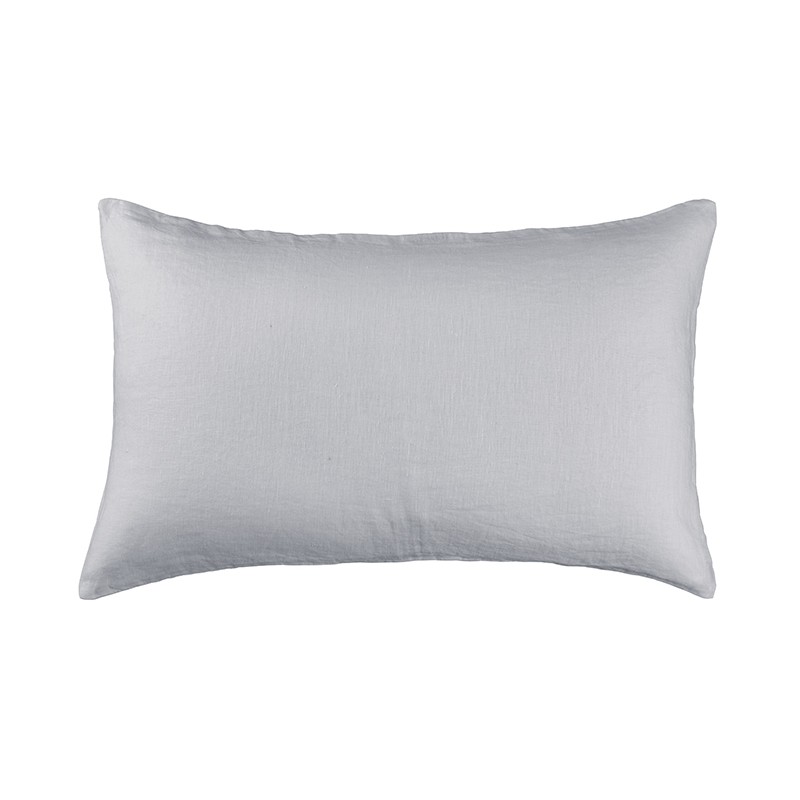 Housse de coussin rectangulaire 40 x 60 cm en lin lavé uni Gris Buée