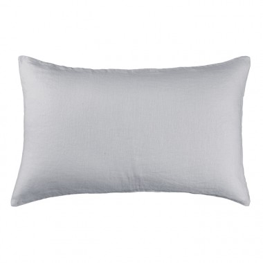 Housse de coussin rectangulaire 40 x 60 cm en lin lavé uni Gris Buée