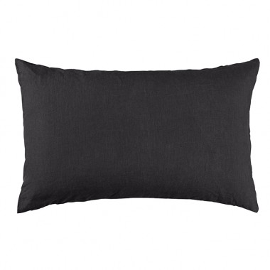 Housse de coussin rectangulaire 40 x 60 cm en lin lavé uni Gris Plomb