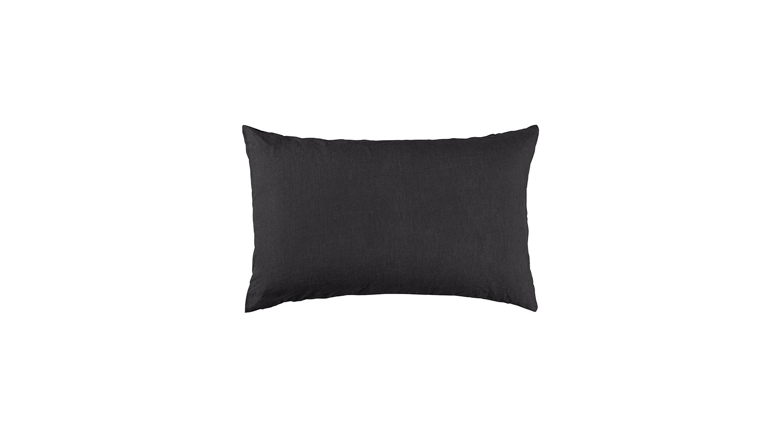 Housse de coussin rectangulaire 40 x 60 cm en lin lavé uni Gris Plomb