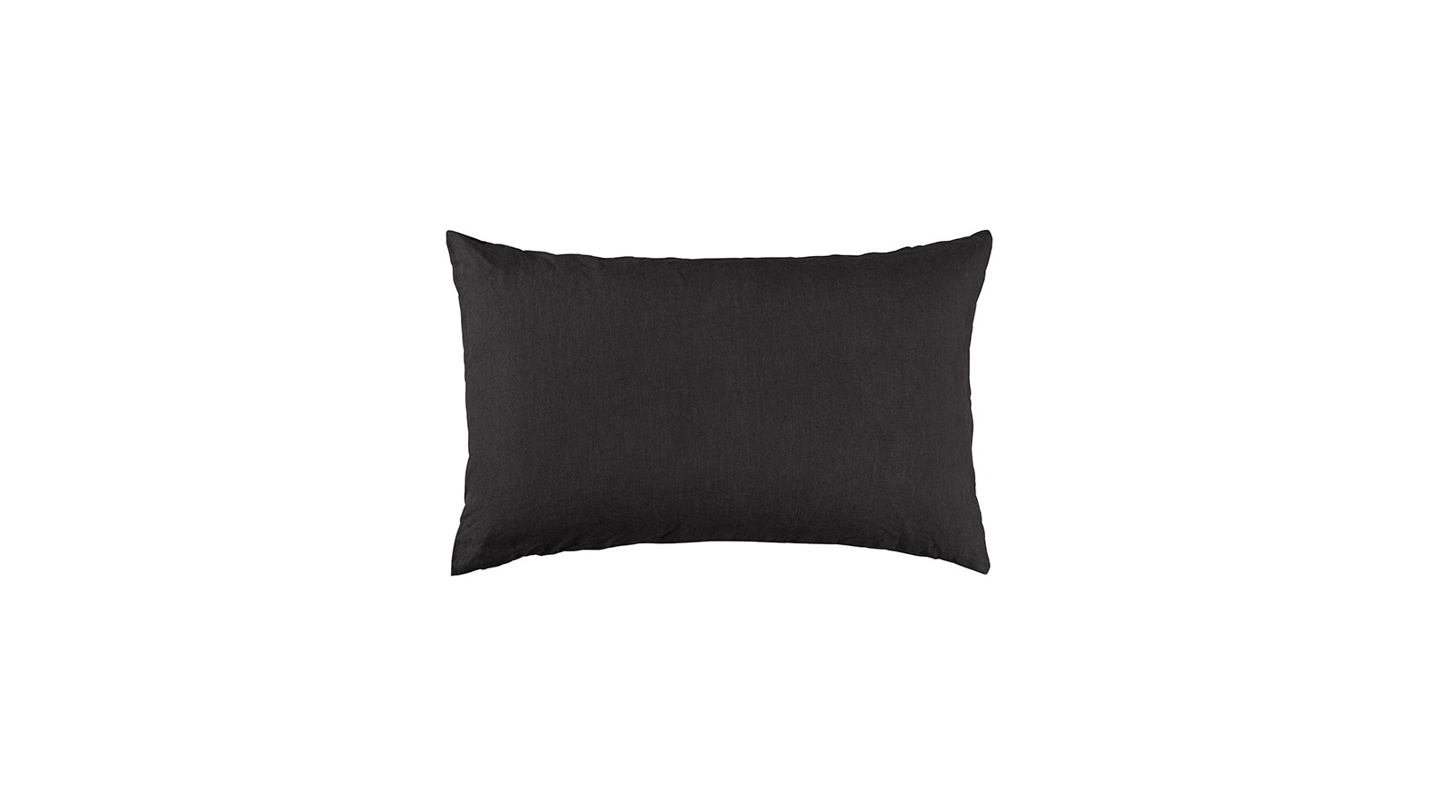 Housse de coussin rectangulaire 40 x 60 cm en lin lavé uni Charbon