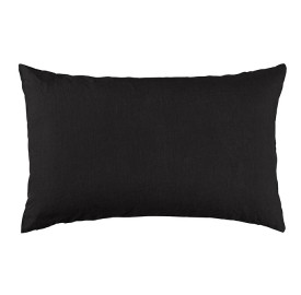 Housse de coussin rectangulaire 40 x 60 cm en lin lavé uni Noir Noir