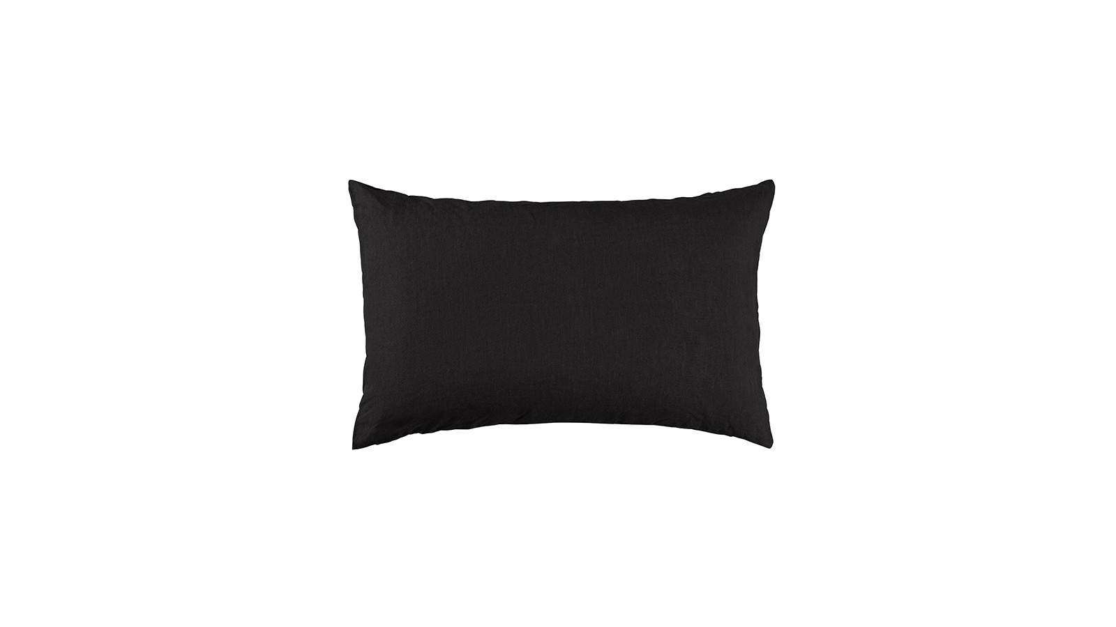 Housse de coussin rectangulaire 40 x 60 cm en lin lavé uni Noir Noir