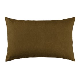 Housse de coussin rectangulaire 40 x 60 cm en lin lavé uni Caramel