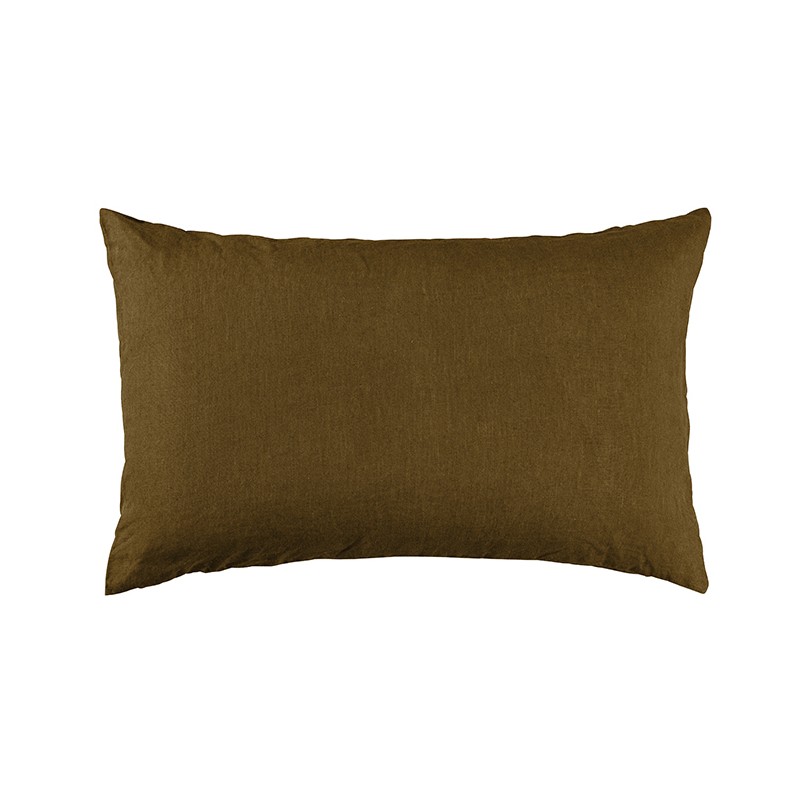 Housse de coussin en lin lavé uni rectangulaire 40x60 cm