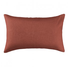 Housse de coussin rectangulaire 40 x 60 cm en lin lavé uni Orange Terracotta