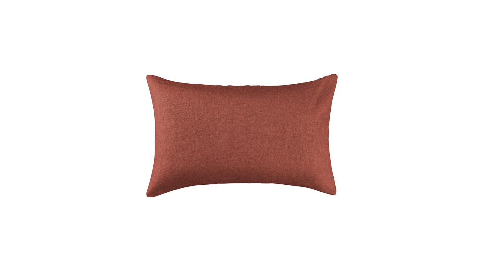 Housse de coussin rectangulaire 40 x 60 cm en lin lavé uni Orange Terracotta