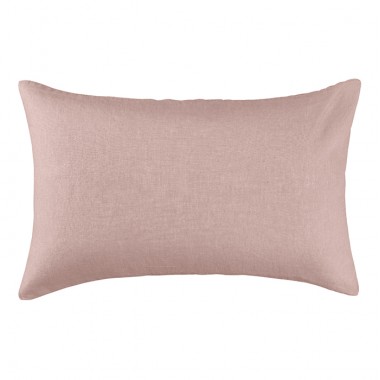 Housse de coussin rectangulaire 40 x 60 cm en lin lavé uni Rose Rétro