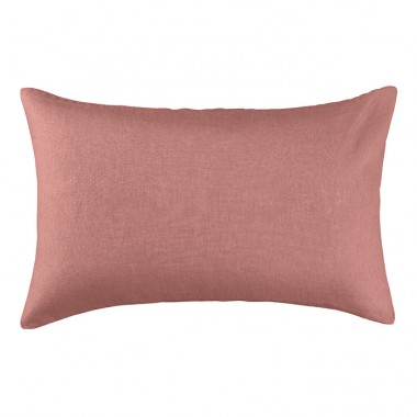 Housse de coussin rectangulaire 40 x 60 cm en lin lavé uni Rose Boudoir