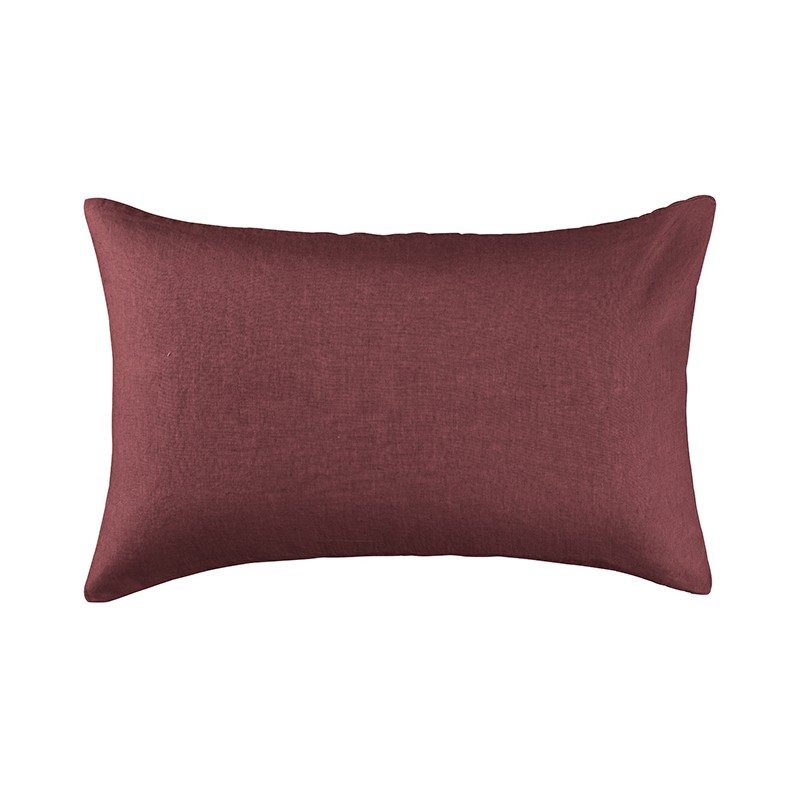 Housse de coussin rectangulaire 40 x 60 cm en lin lavé uni Rose Tomette