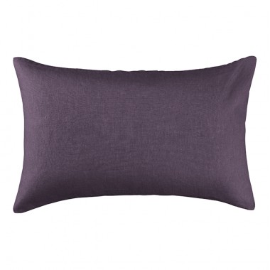 Housse de coussin rectangulaire 40 x 60 cm en lin lavé uni Vieille Prune