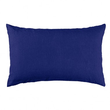 Housse de coussin rectangulaire 40 x 60 cm en lin lavé uni Bleu Klein