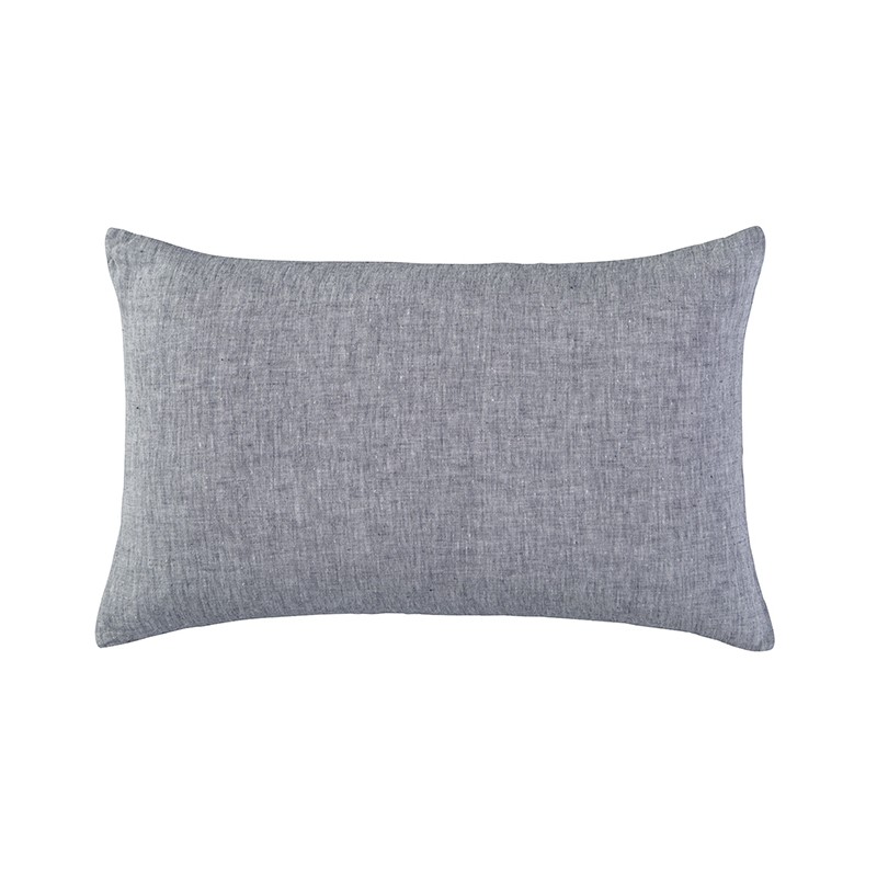 Housse de coussin rectangulaire 40 x 60 cm en lin lavé chambray Charbon