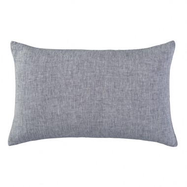 Housse de coussin rectangulaire 40 x 60 cm en lin lavé chambray Charbon