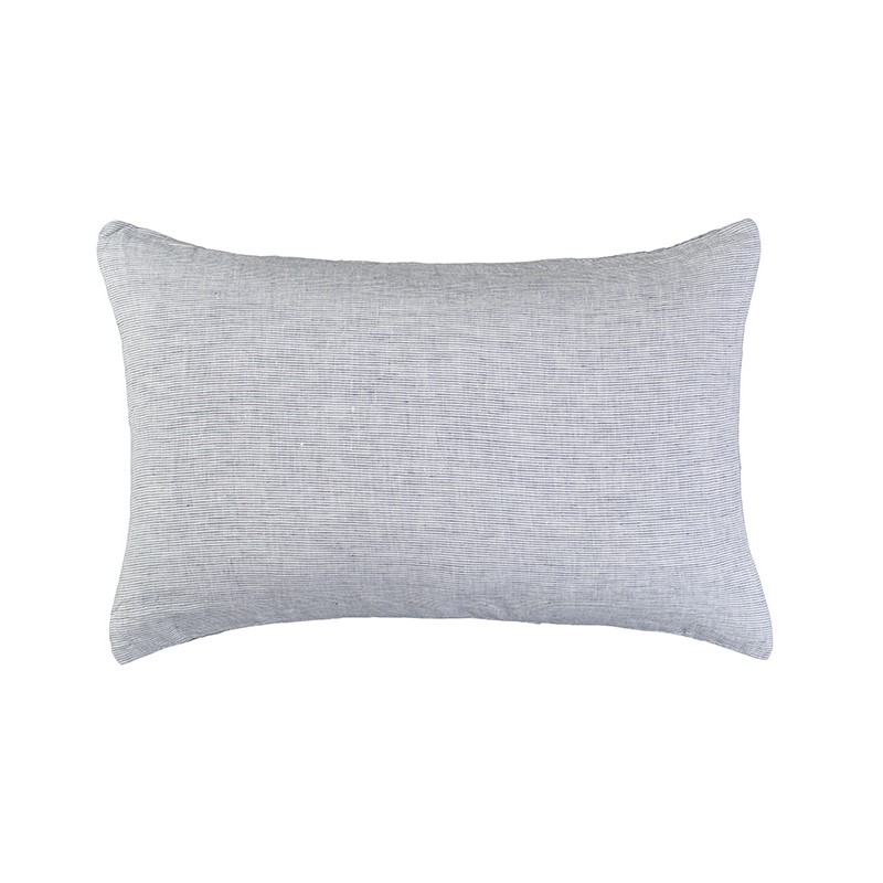 Housse de coussin rectangulaire 40 x 60 cm en lin lavé chambray Rayure Colette Denim