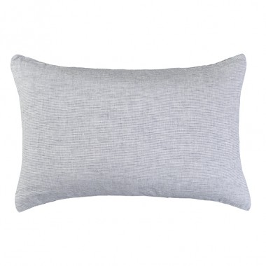 Housse de coussin rectangulaire 40 x 60 cm en lin lavé chambray Rayure Colette Denim