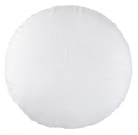 Housse de coussin rond diamètre 65 cm en lin lavé uni Blanc Optique