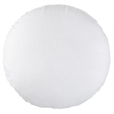Housse de coussin rond diamètre 65 cm en lin lavé uni Blanc Optique