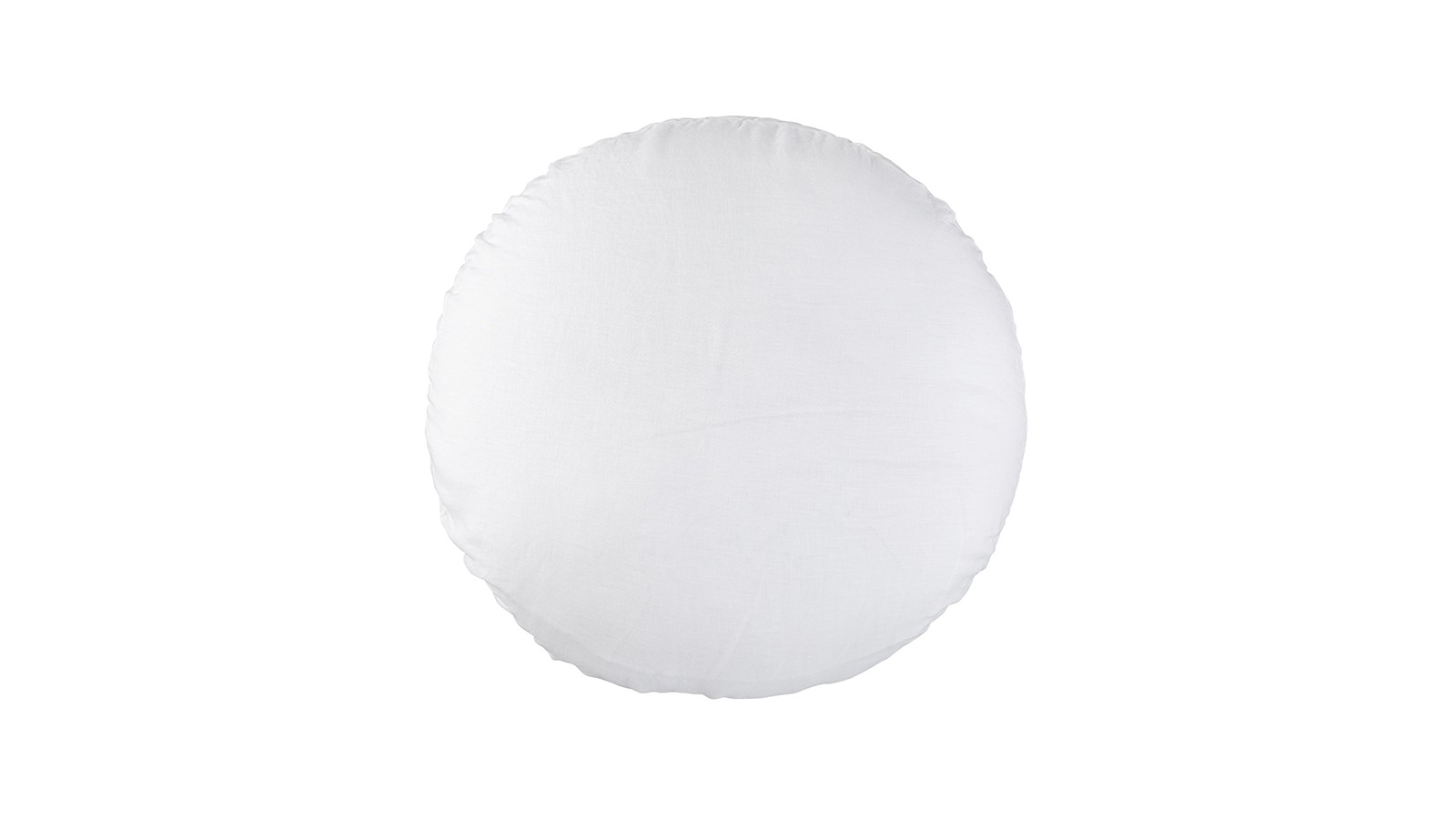 Housse de coussin rond diamètre 65 cm en lin lavé uni Blanc Optique