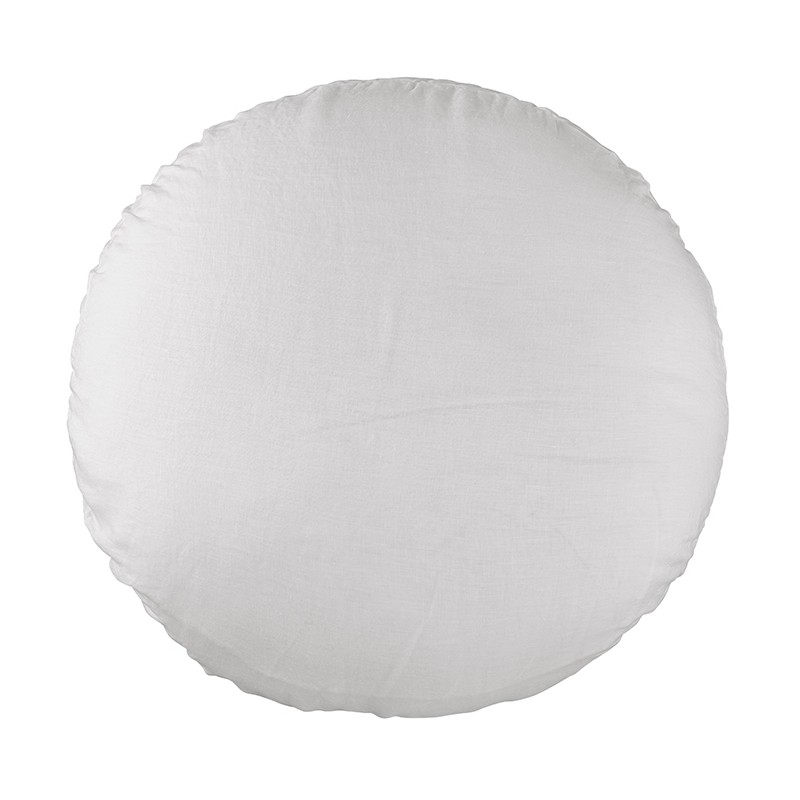 Housse de coussin rond diamètre 65 cm en lin lavé uni Petit Lait