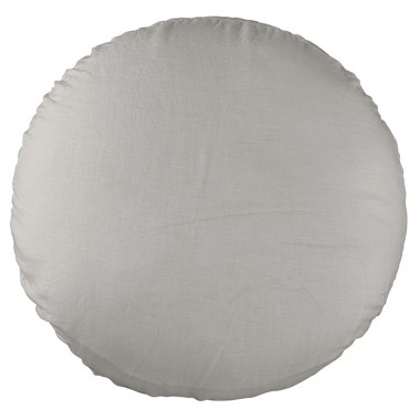 Housse de coussin rond diamètre 65 cm en lin lavé uni Argile