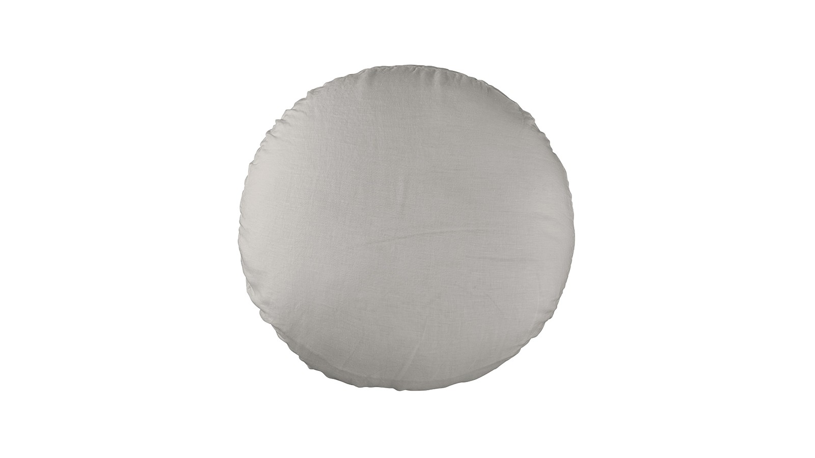 Housse de coussin rond diamètre 65 cm en lin lavé uni Argile