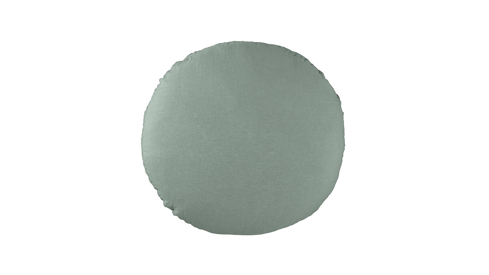 Housse de coussin rond diamètre 65 cm en lin lavé uni Vert Céladon