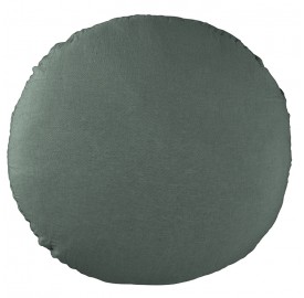 Housse de coussin rond diamètre 65 cm en lin lavé uni Vert Eucalyptus