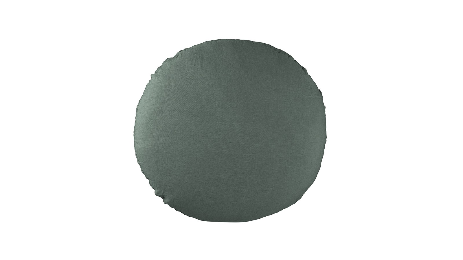 Housse de coussin rond diamètre 65 cm en lin lavé uni Vert Eucalyptus