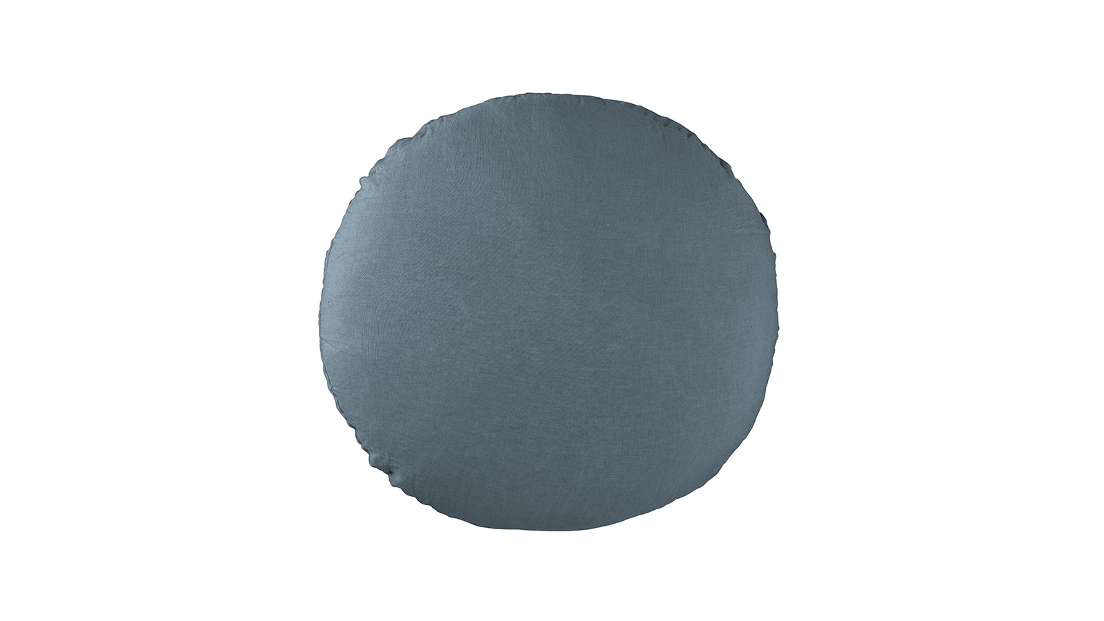 Housse de coussin rond diamètre 65 cm en lin lavé uni Bleu Orage