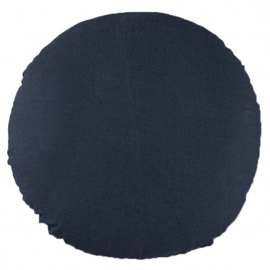 Housse de coussin rond diamètre 65 cm en lin lavé uni Bleu Encre