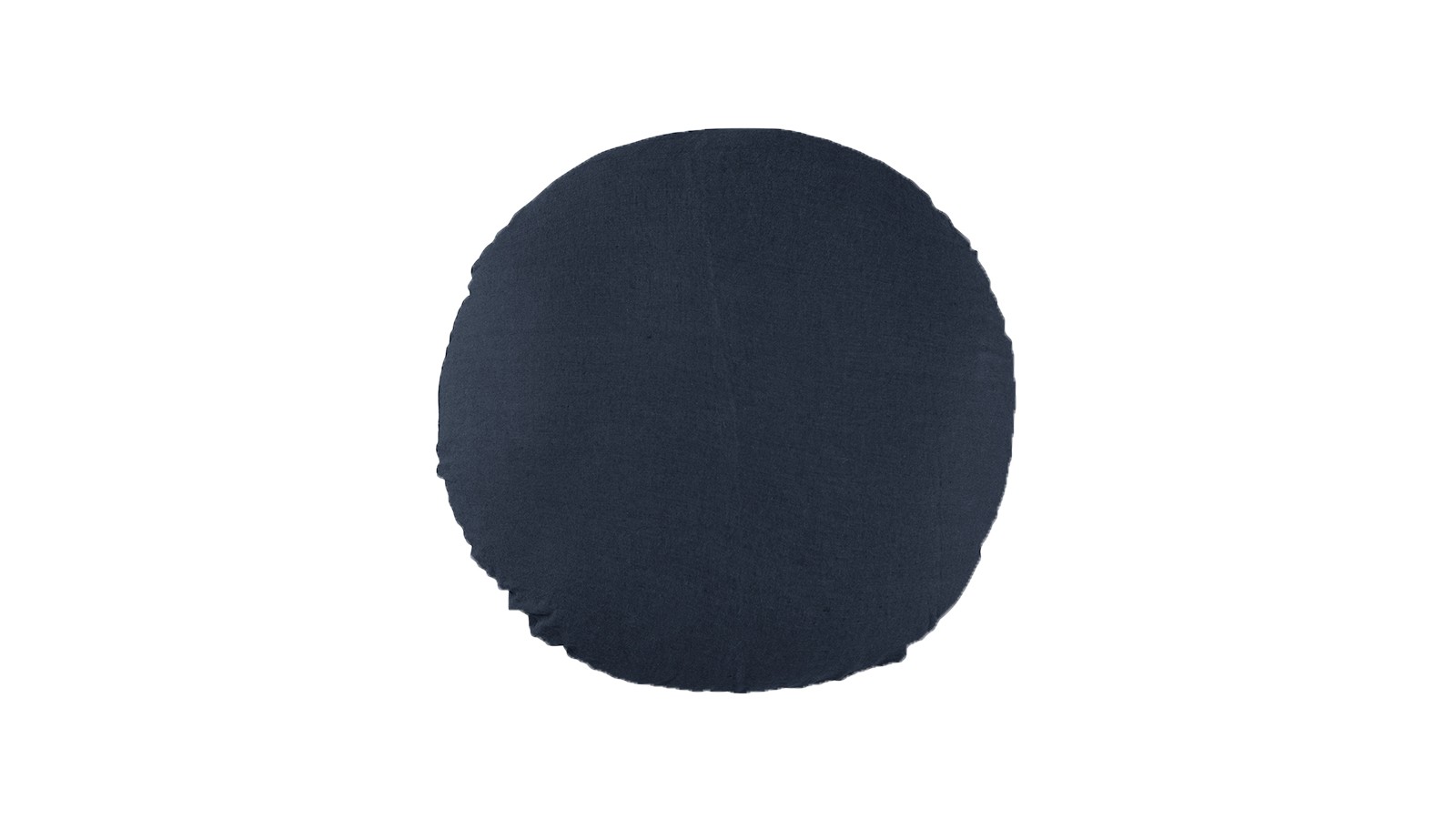 Housse de coussin rond diamètre 65 cm en lin lavé uni Bleu Encre