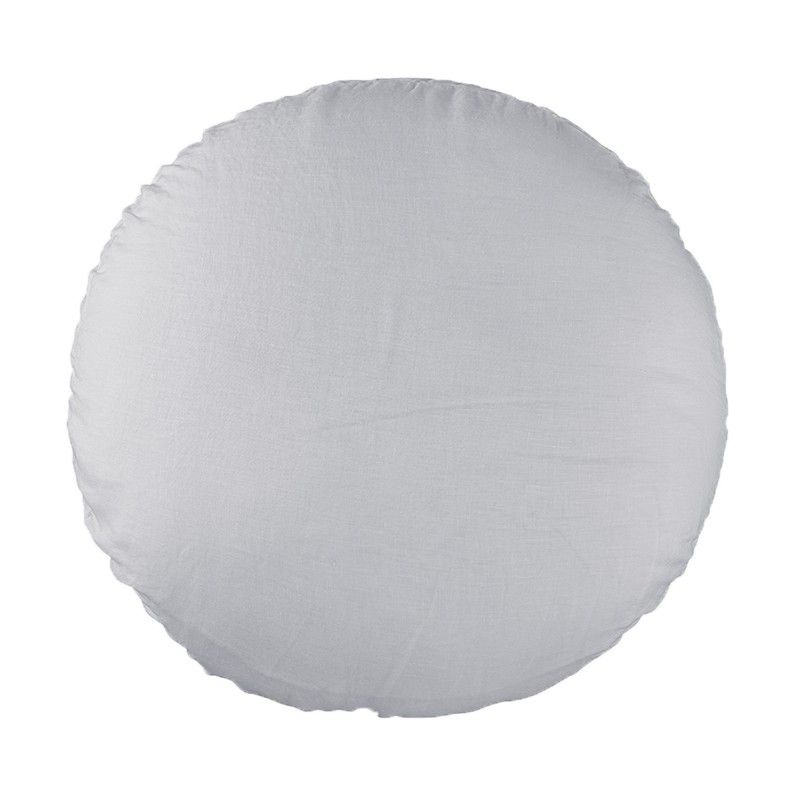 Housse de coussin rond diamètre 65 cm en lin lavé uni Gris Buée